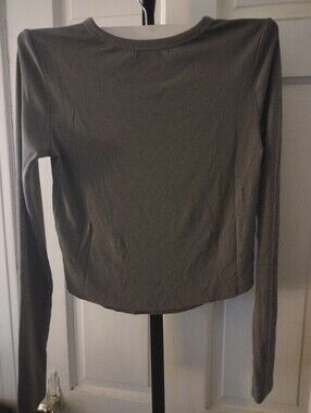 NWOT Blakely Long-Sleeve Ribbed Crewneck Top - Olive Green XS